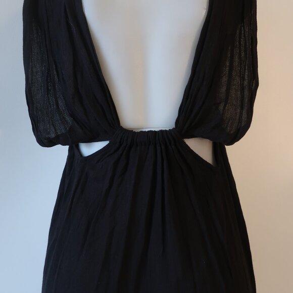 Women ASTR The Label Octavia Black Deep Plunge Cut-Out Long Gauzy Maxi Dress S​ - Picture 12 of 16